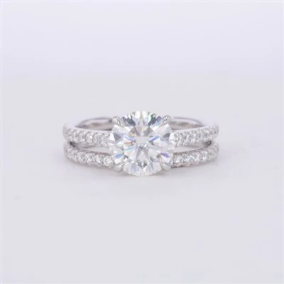 Set de anillo de boda de moissanite plateado